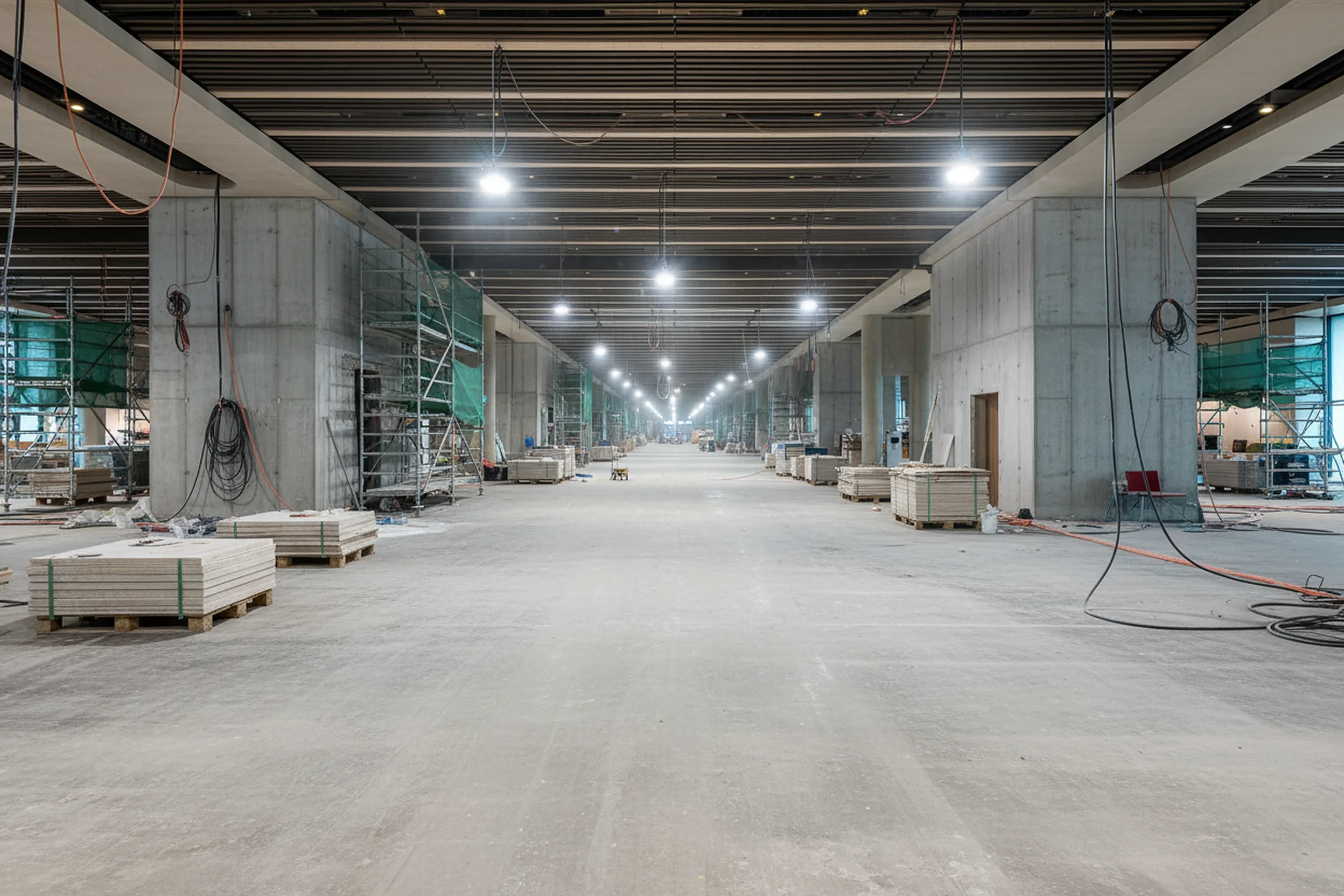 Pier J des Terminal 3 im Rohbau, vor dem Einbau des Natursteins